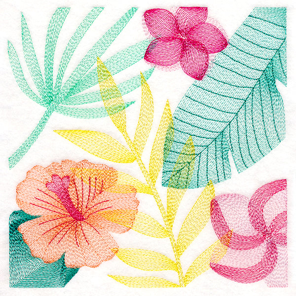Tropical Leaves & Flowers Square