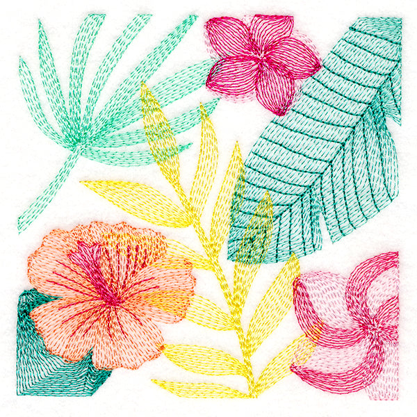 Tropical Leaves & Flowers Square