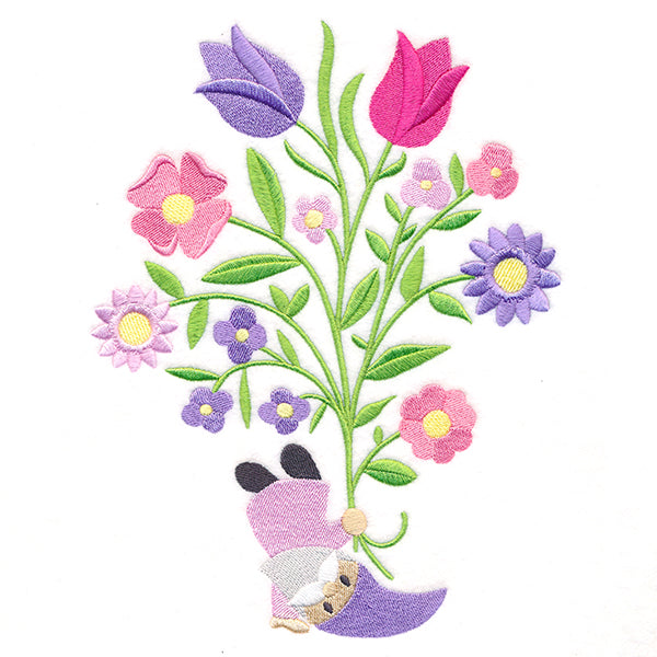 Playful Garden Gnome with Blooms