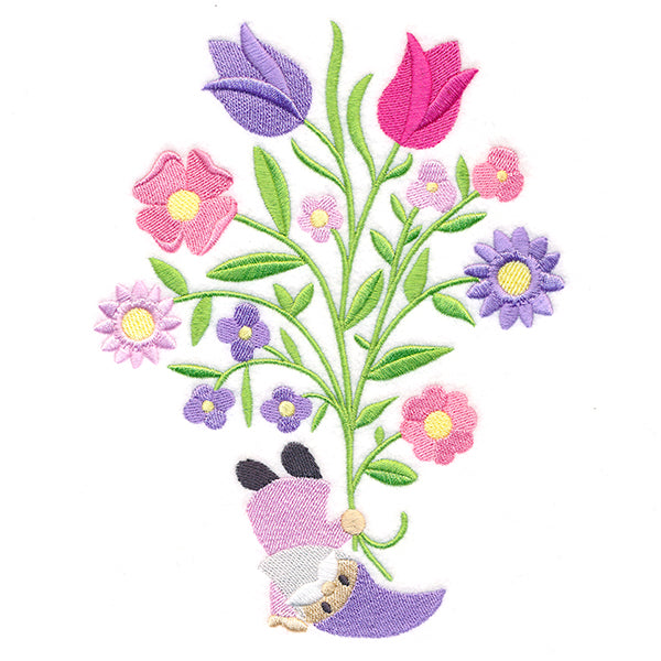 Playful Garden Gnome with Blooms