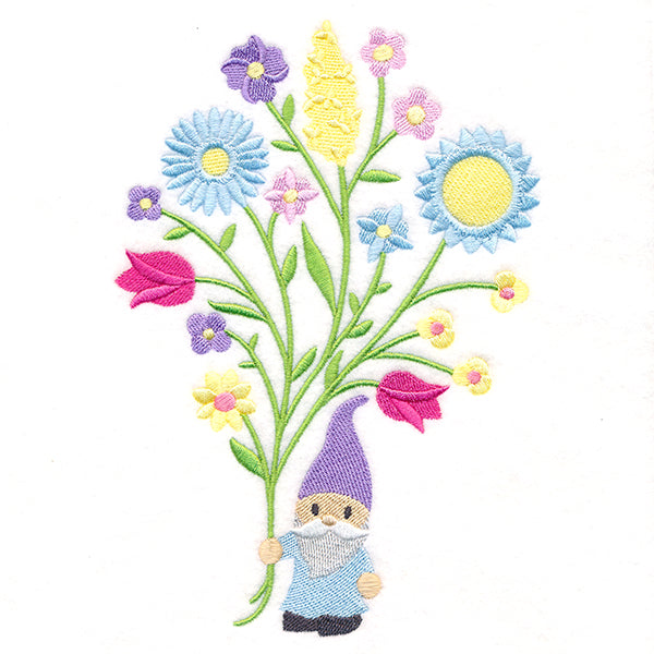 Sweet Garden Gnome with Blooms