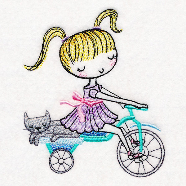 Cycling Little Sister & Kitty