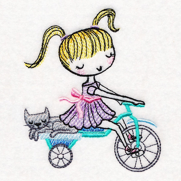 Cycling Little Sister & Kitty