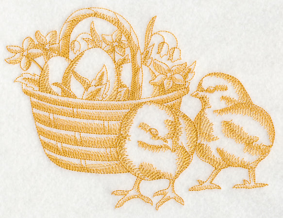 Chicks and Egg Basket (Toile)