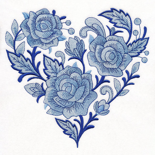 Delft Blue Rose Heart