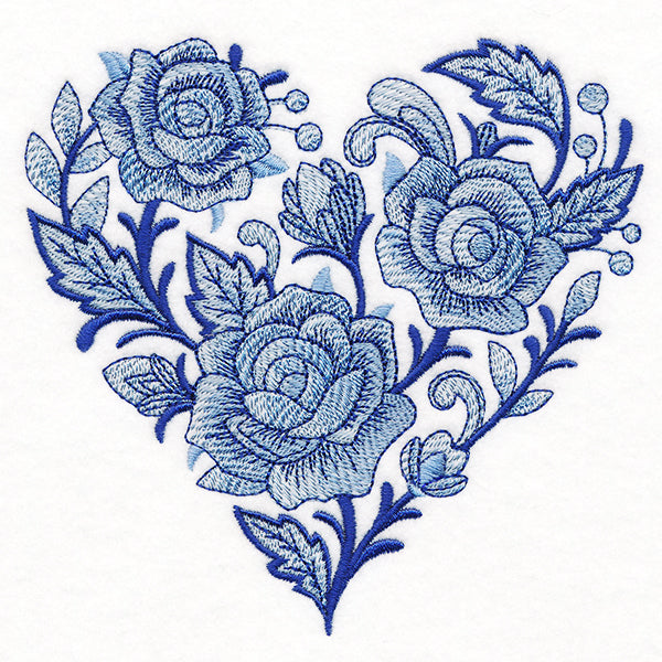 Delft Blue Rose Heart