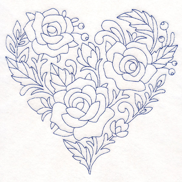 Delft Blue Rose Heart (Bluework)