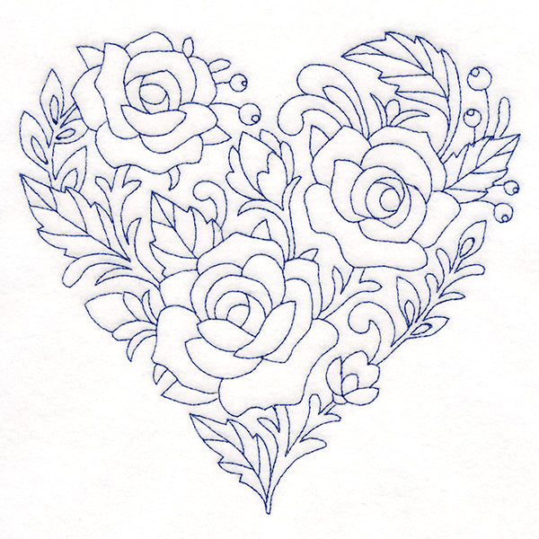 Delft Blue Rose Heart (Bluework)