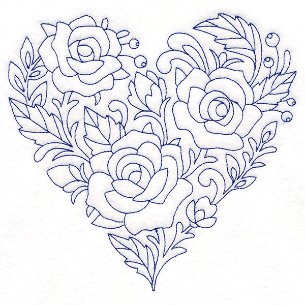 Delft Blue Rose Heart (Bluework)