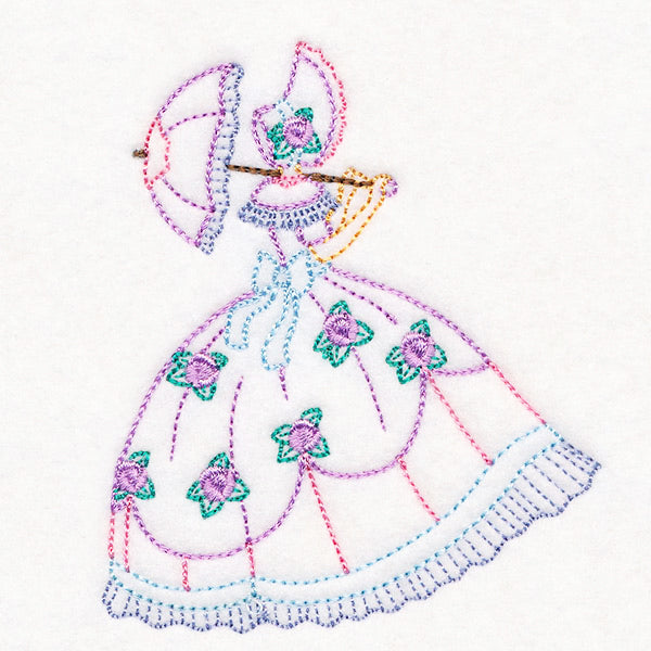 Umbrella Girl with Roses (Vintage)