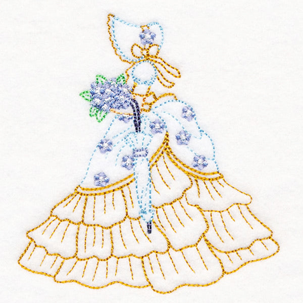 Umbrella Girl with Forget-Me-Nots (Vintage)