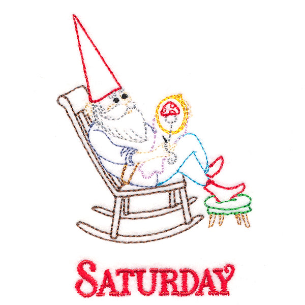 Embroidering Gnome on Saturday (Vintage)