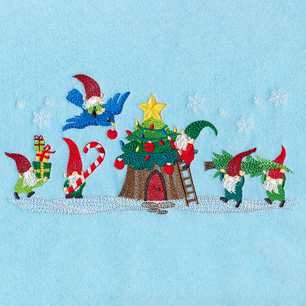 Christmas Village Gnomes Border