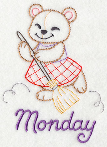 Teddy Bear Cleans on Monday (Vintage)