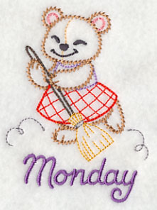 Teddy Bear Cleans on Monday (Vintage)