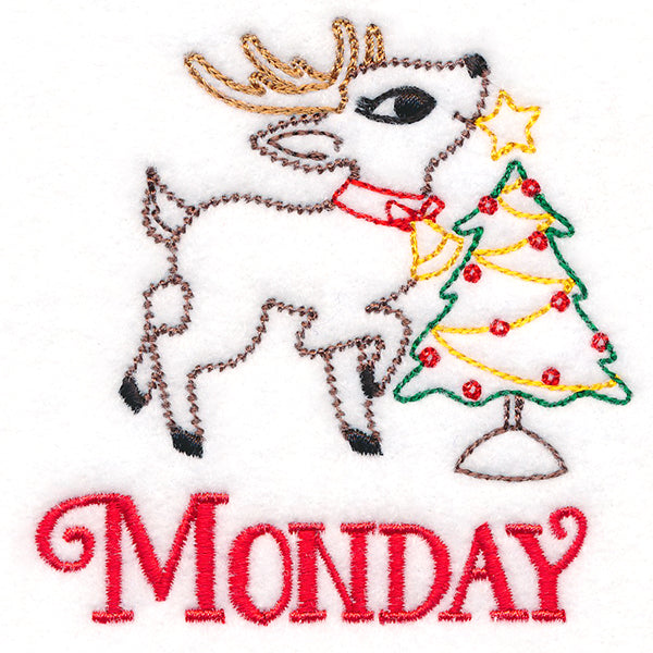 Retro Reindeer with Tree on Monday (Vintage)