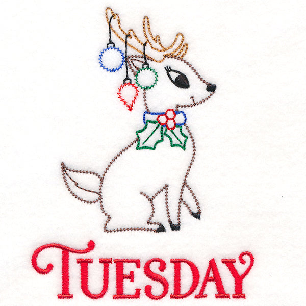Retro Reindeer with Ornaments on Tuesday (Vintage)