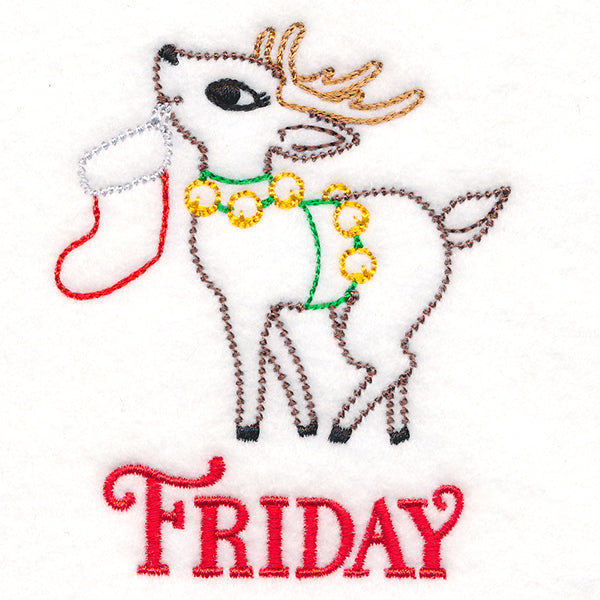 Retro Reindeer with Stocking on Friday (Vintage)