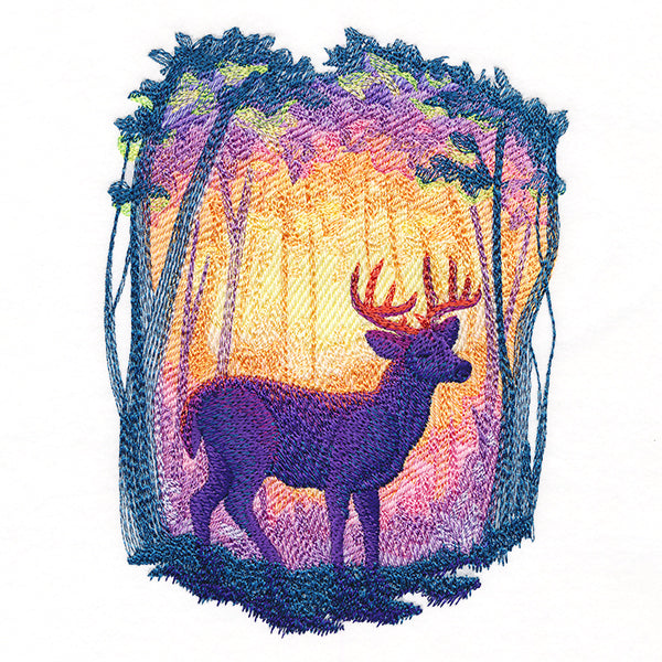 Radiant Sunset Deer Scene