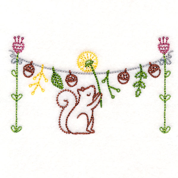 Woodland Clothesline with Squirrel (Vintage)