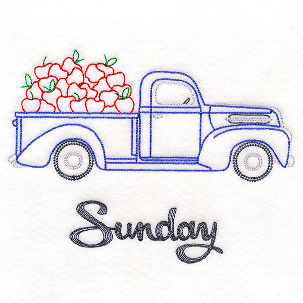 Retro Truck With Apples on Sunday (Vintage)