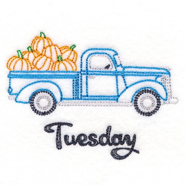Retro Truck With Pumpkins on Tuesday (Vintage)