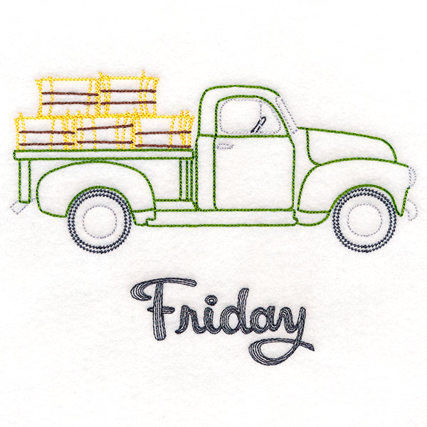 Retro Truck With Hay Bales on Friday (Vintage)