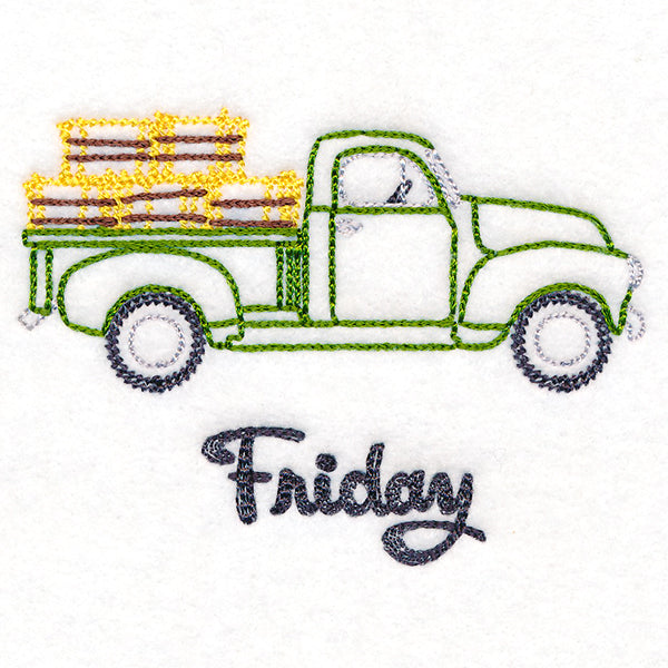 Retro Truck With Hay Bales on Friday (Vintage)