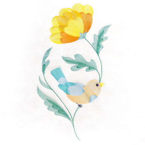 Cute Bird Perched on Petals