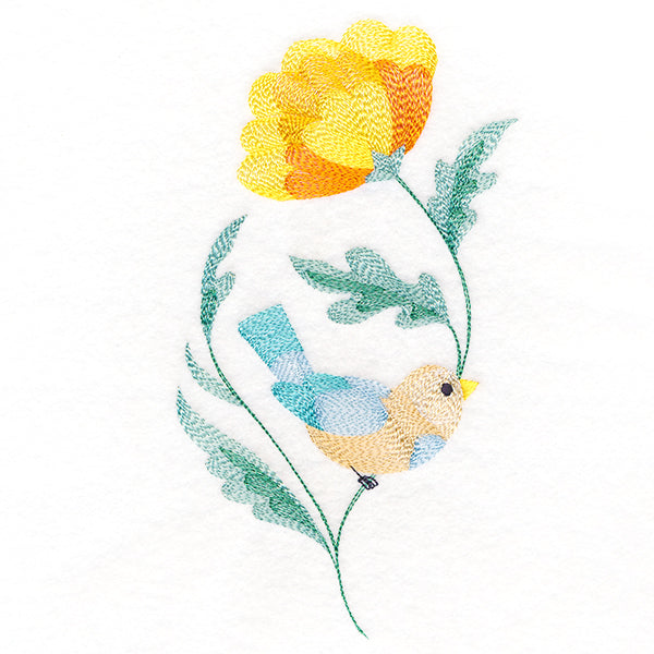 Cute Bird Perched on Petals