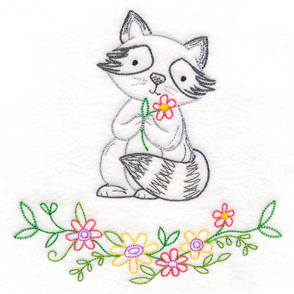 Floral Woodland Friends - Raccoon (Vintage)