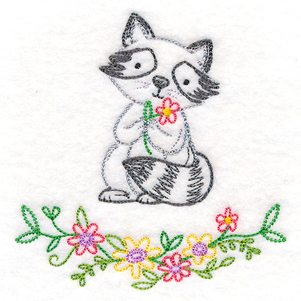 Floral Woodland Friends - Raccoon (Vintage)