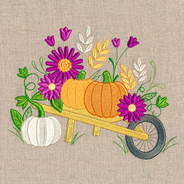 Autumn Blossoms and Wheelbarrow