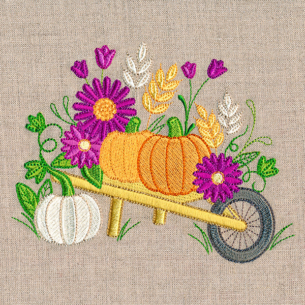 Autumn Blossoms and Wheelbarrow