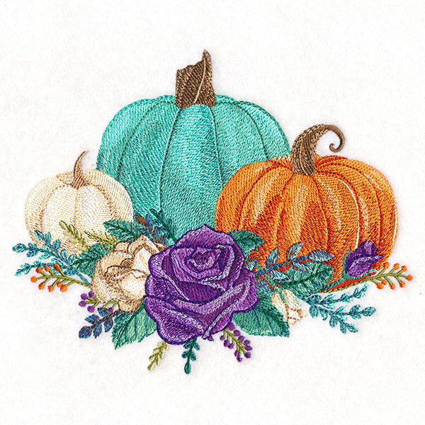 Floral Pumpkin Trio in Watercolor