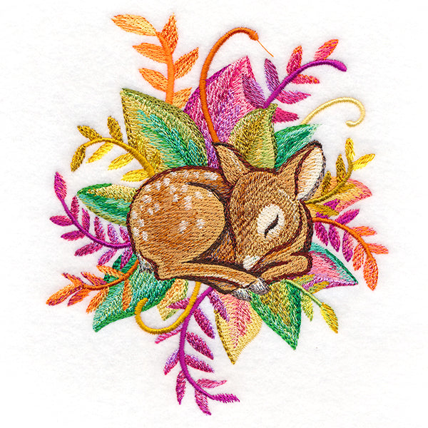 Deer and Leaves in Watercolor