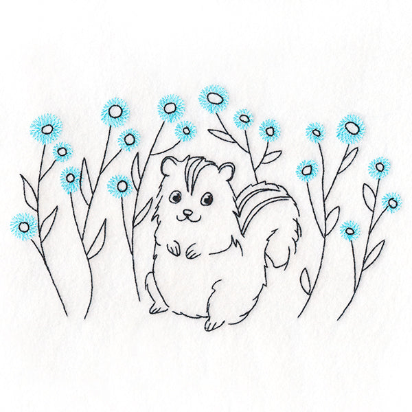 Cheery Chipmunk and Wildflowers