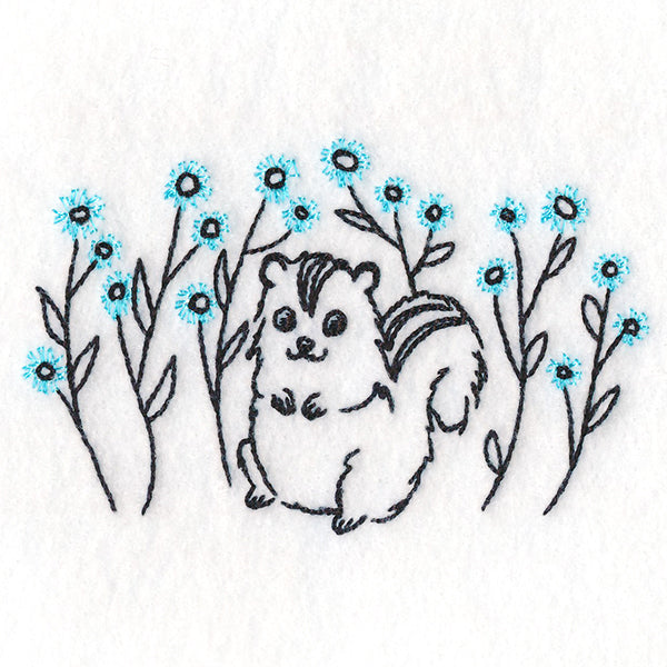 Cheery Chipmunk and Wildflowers