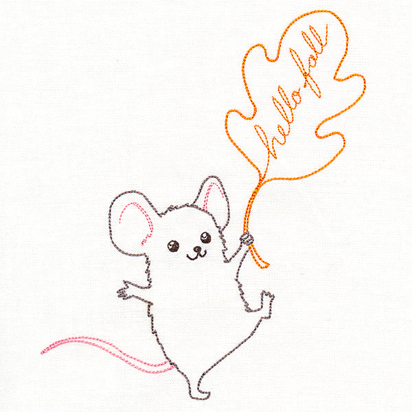 Sweet Mouse with Hello Fall Leaf (Vintage)