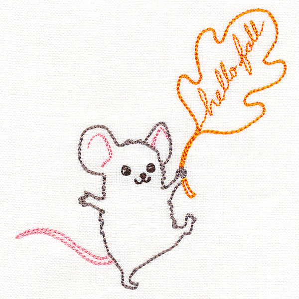 Sweet Mouse with Hello Fall Leaf (Vintage)