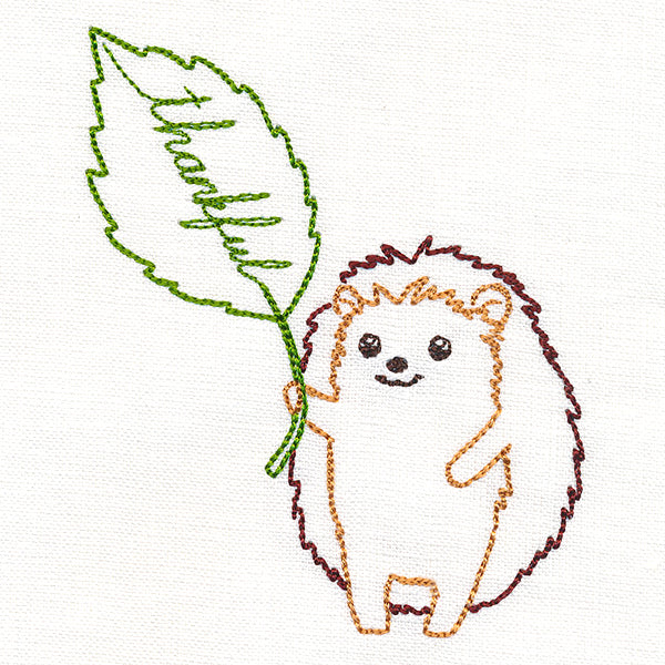 Sweet Hedgehog with Thankful Leaf (Vintage)