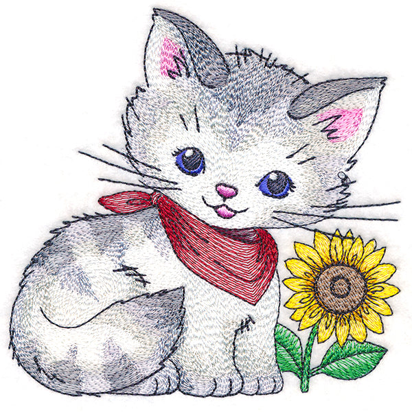 Delightful Kitty with Sunflower
