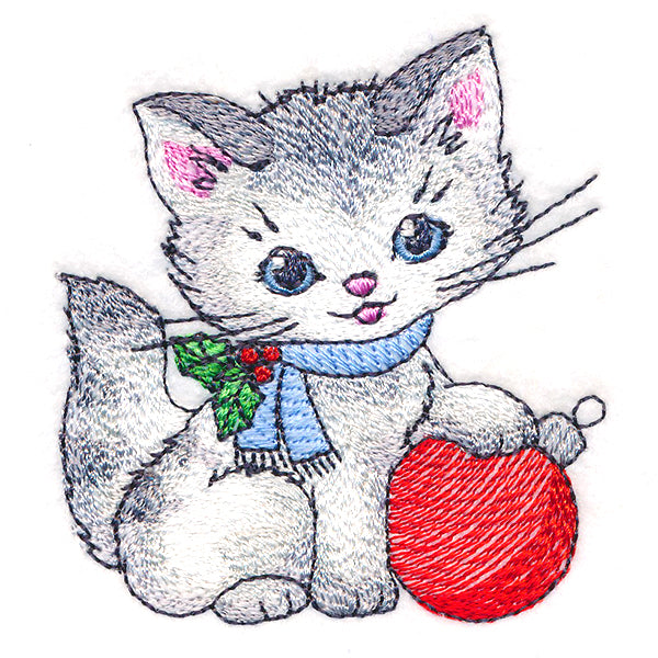 Festive Kitty with Ornament