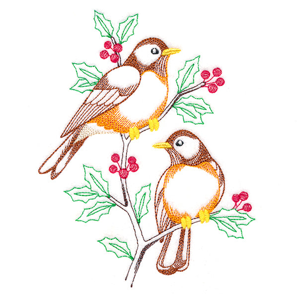 Radiant Robins in Branches (Vintage)