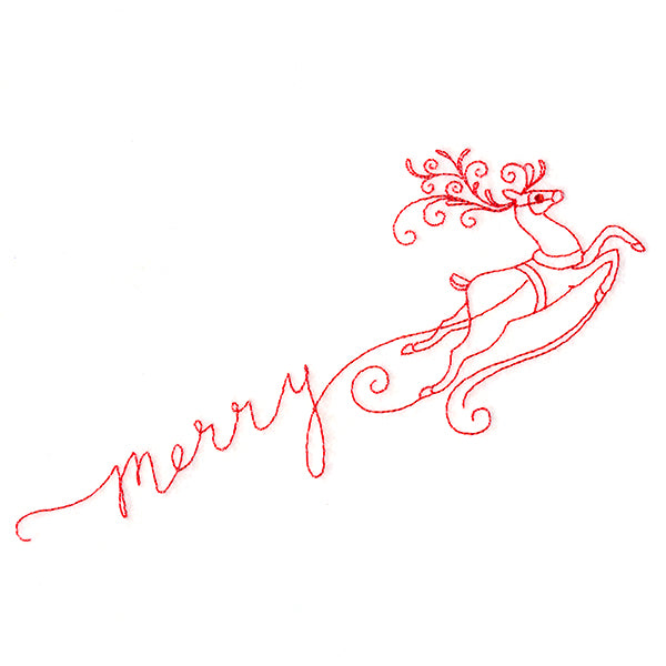 Merry with Reindeer (Redwork)