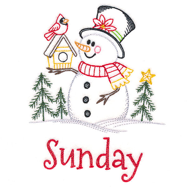 Snowman and Birdhouse on Sunday (Vintage)