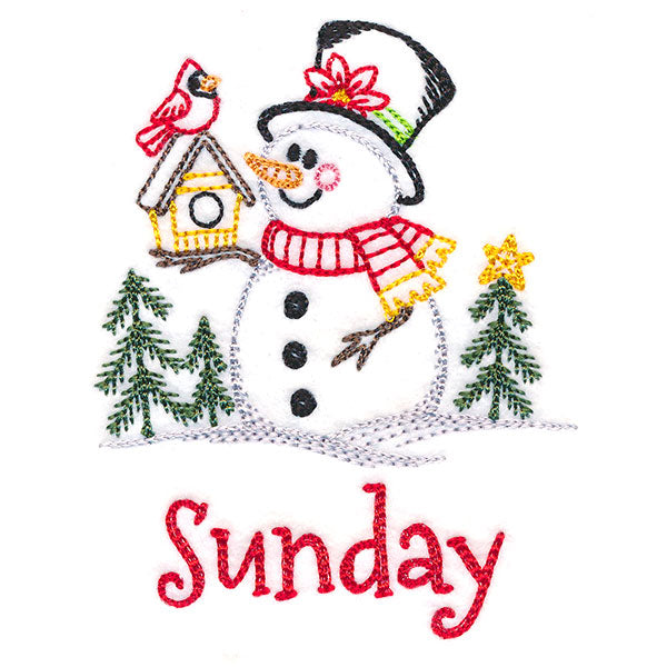Snowman and Birdhouse on Sunday (Vintage)
