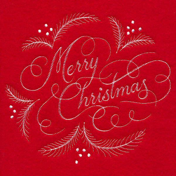 Merry Christmas Calligraphy (Whitework)