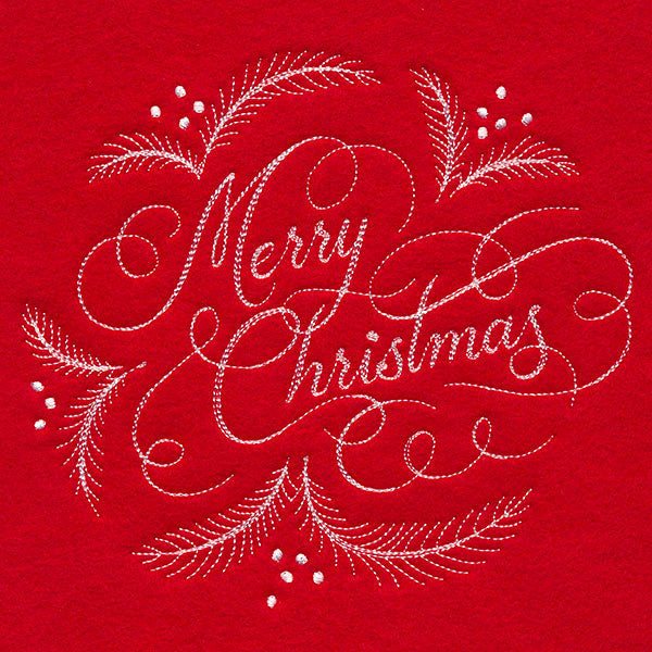 Merry Christmas Calligraphy (Whitework)