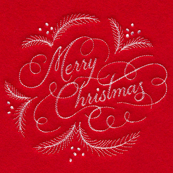 Merry Christmas Calligraphy (Whitework)